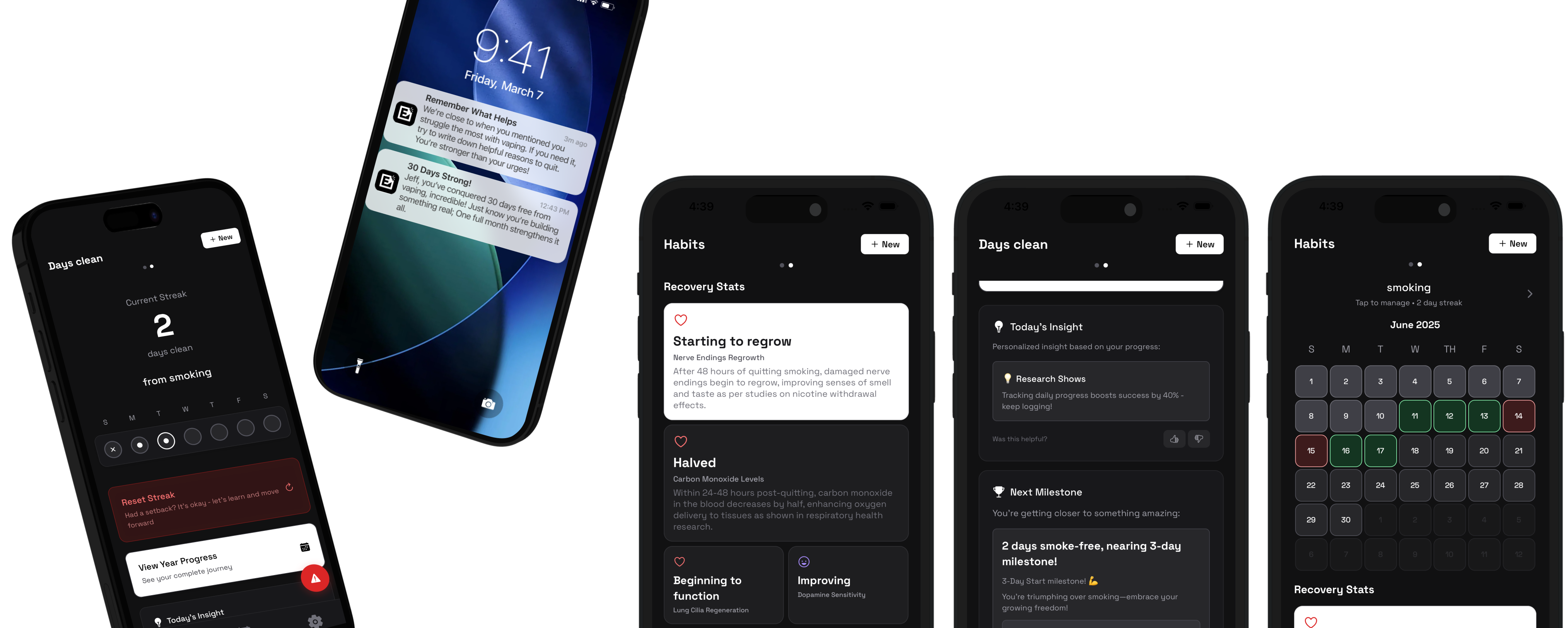 EndIt app screenshots showing habit tracking interface